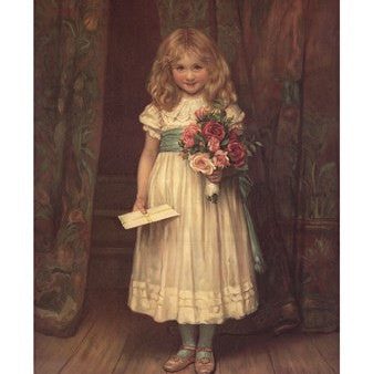 Young Girl with Flowers Online Sale