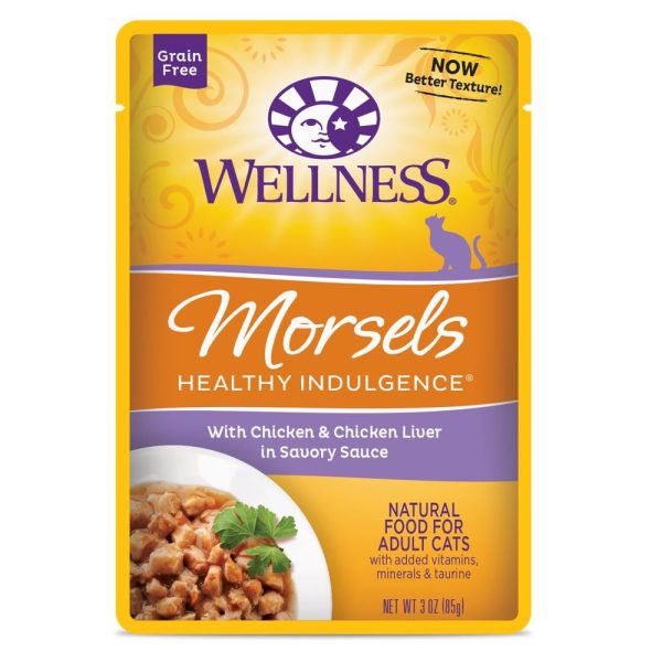 20% OFF: Wellness Healthy Indulgence Morsels Chicken & Chicken Liver In Sauce Grain-Free Pouch Cat Food 3oz Fashion