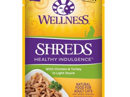 20% OFF: Wellness Healthy Indulgence Shreds Chicken & Turkey In Light Sauce Grain-Free Pouch Cat Food 3oz Supply