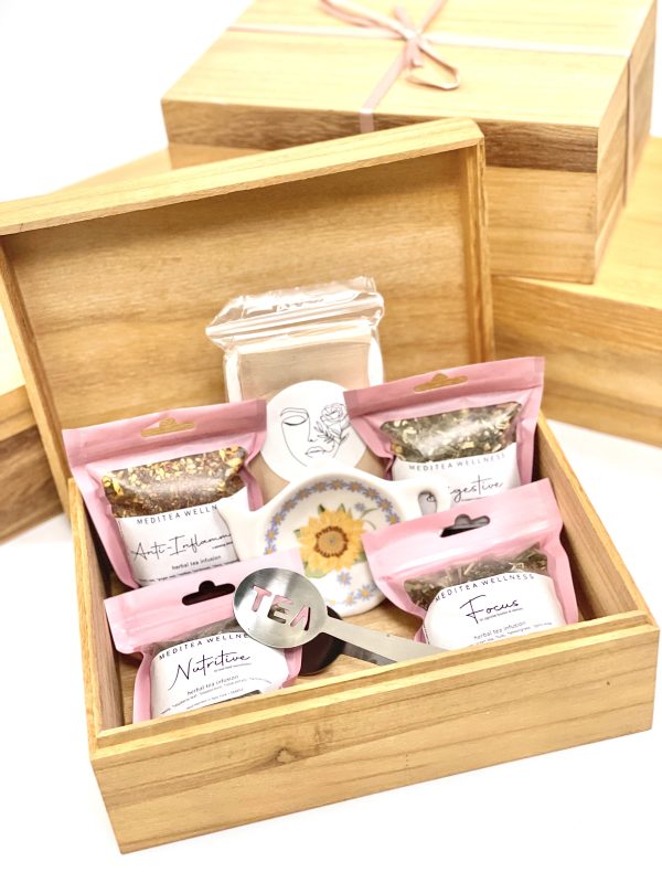 Herbal Delight Wooden Gift Box - Complete Tea Brewing Kit Inside! (LIMITED EDITION) For Discount